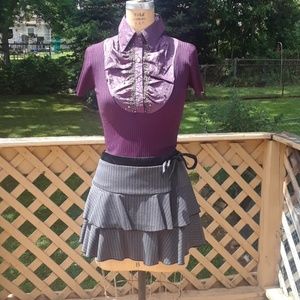 NEW sexy Gray Ruffle skirt by Monteau Large 8-10